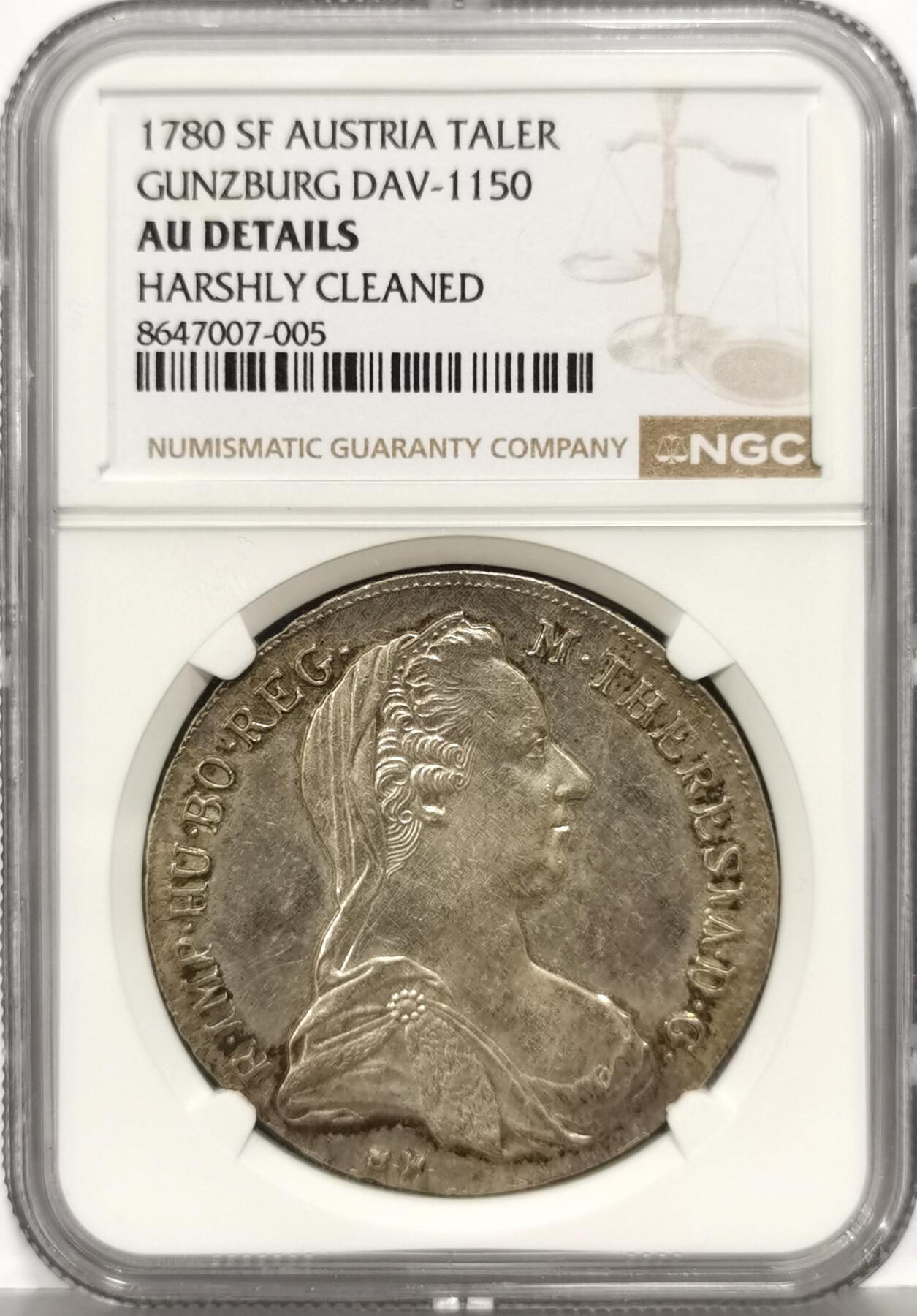 博洋堂世界钱币拍卖第168期（全场包邮） NGC AU 奥地利根茨堡原铸大奶妈，少见早期原铸大奶妈，DAV编号1150
