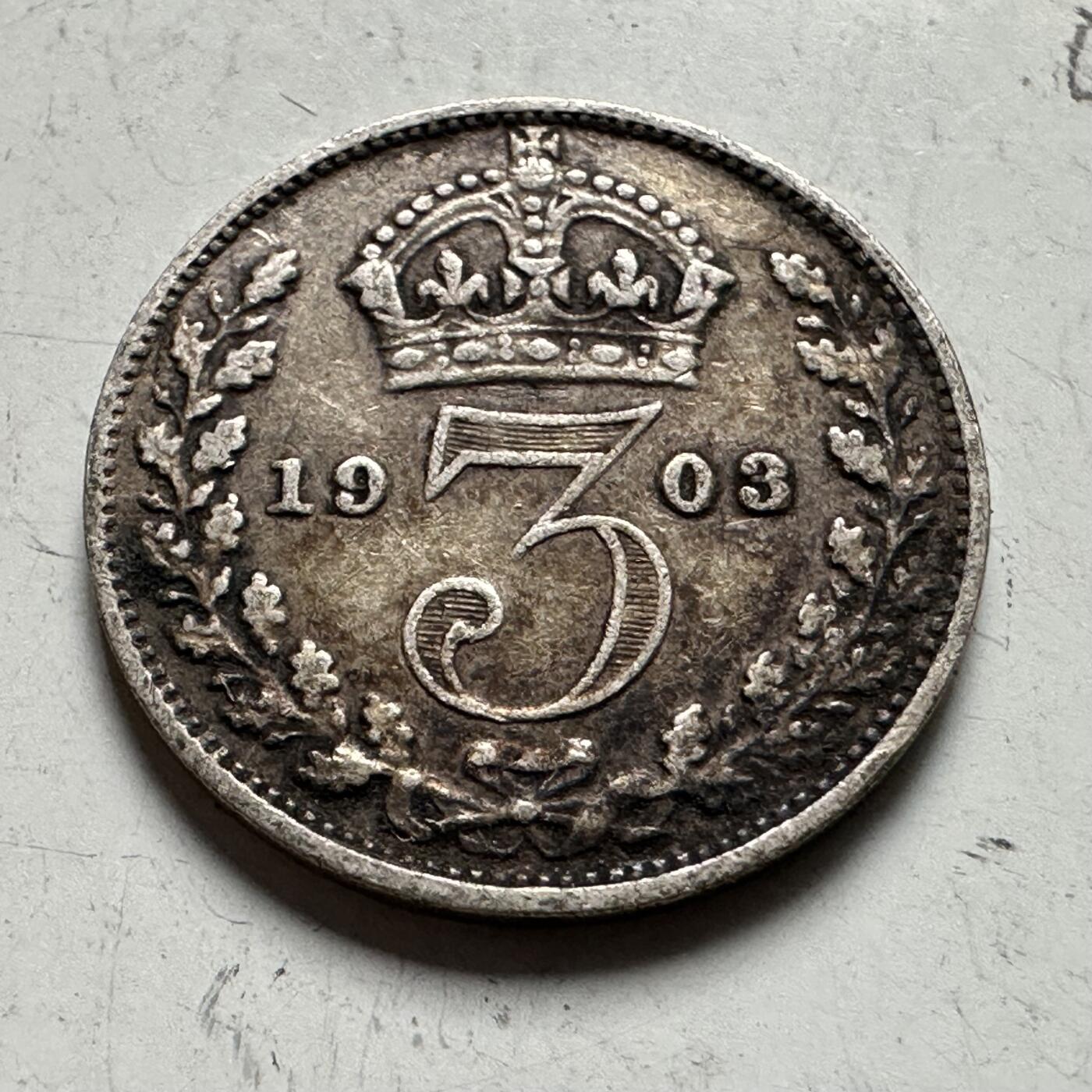 🌹外币初藏🌹🐯2026年第43场   每周二四六晚8️⃣点  世界硬币 英国 1903年 爱德华七世 3便士银币 1.41克-16毫米-92.5%银