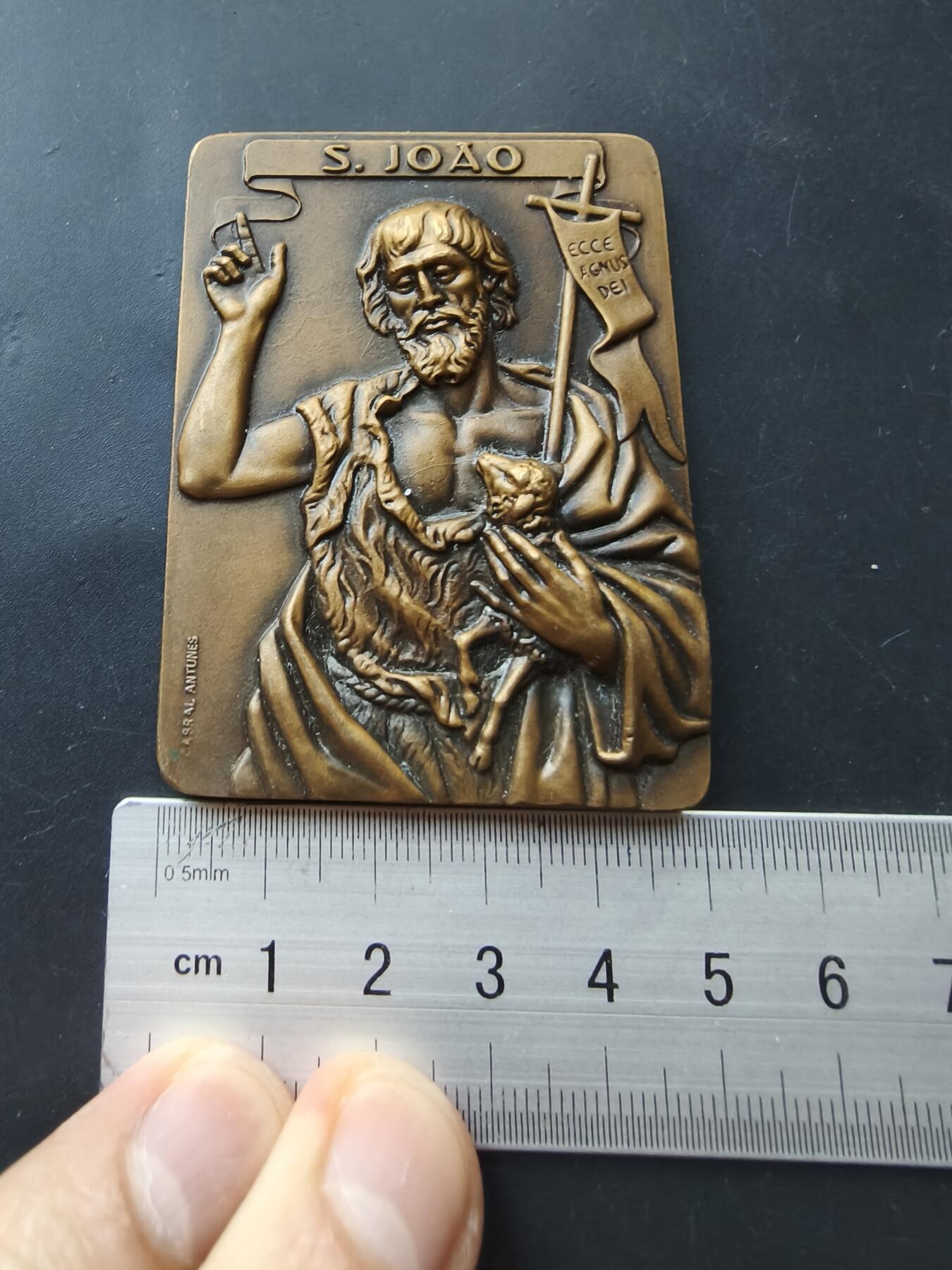 老王徽章第192期 葡萄牙施洗约翰节方形大铜章       尺寸50×70mm     重量146g