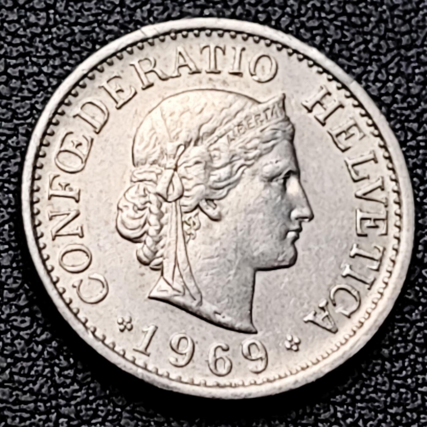 泉币菌-第226场-拍品多 请提前出价 1969年 高币值 百年延续 女神 瑞士 10分銅镍硬币 