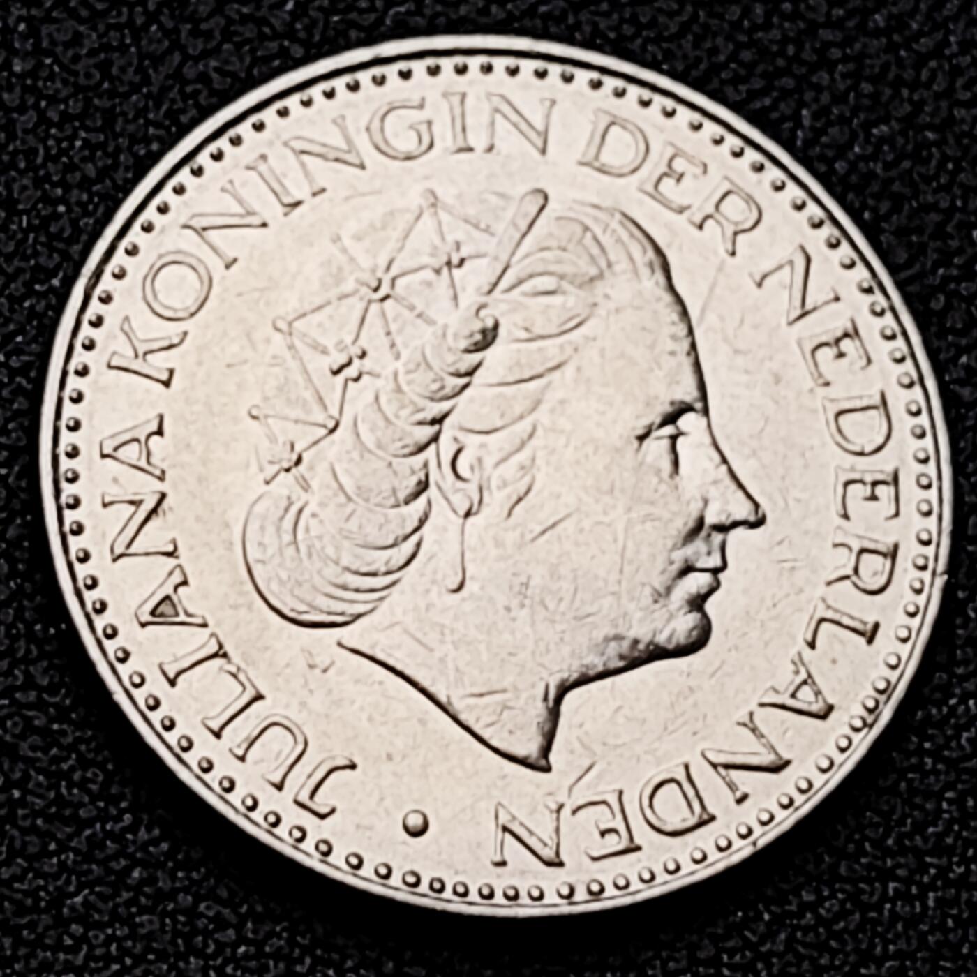 泉币菌-第226场-拍品多 请提前出价 1969年 荷兰王国早期1盾 朱莉安娜女王  镍币 硬币 25mm 