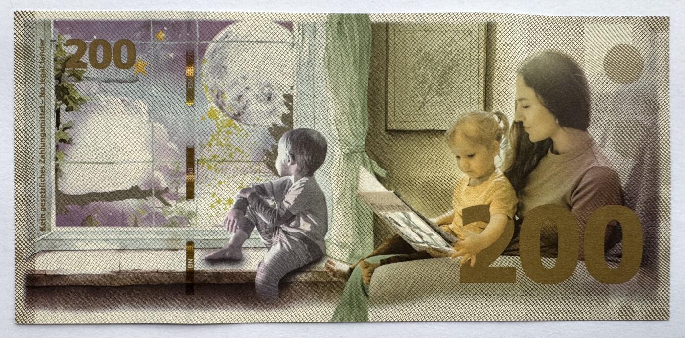 2026第7场（总第234期）：精品外钞、塑料钞、测试钞综合场  捷德G&D 格林兄弟“The star money～星际金钱”童话故事RollingStar patch贴片200面值测试钞UNC