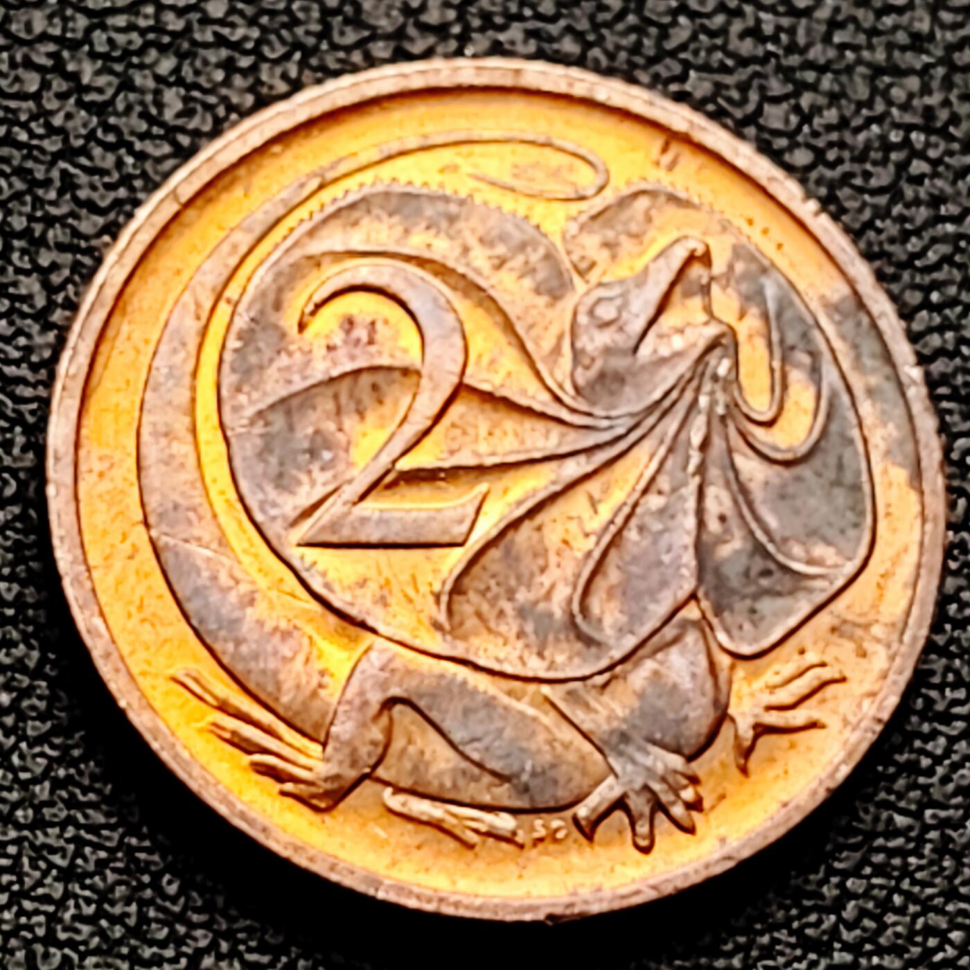 泉币菌-第226场-拍品多 请提前出价 原铜光极美 1984年 英属澳大利亚2分铜币 伞蜥蜴斗篷蜥 21.5mm