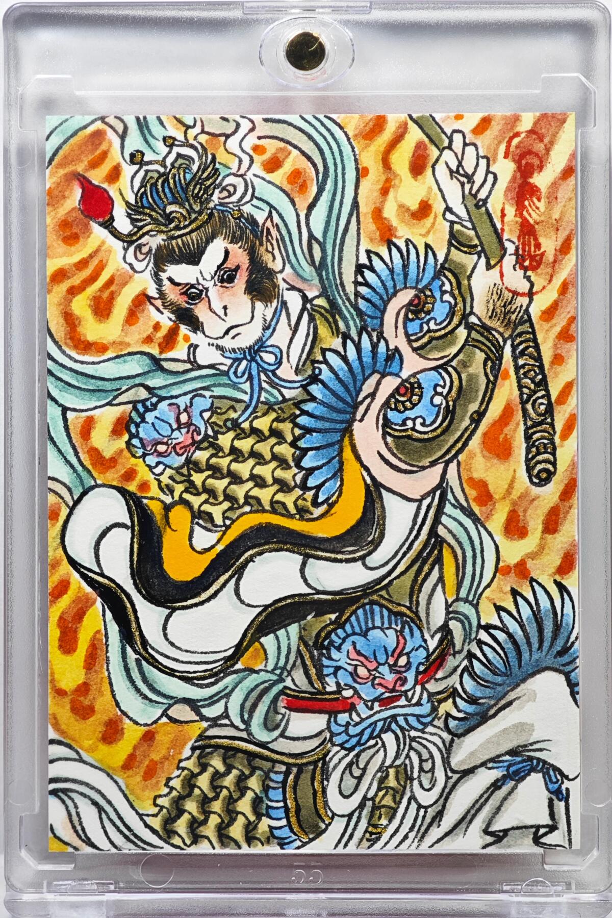 白泽拍卖卡牌手绘专场第35期（问东城春色，正谷雨，牡丹期） 2026 卢艺丰手绘卡 齐天大圣  卢艺丰背彩绘 卡砖封装