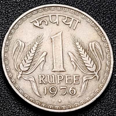 泉币菌-第226场-拍品多 请提前出价 - 安全齿 印度1976年 1卢比銅镍币 大版 28mm 8g 阿育王狮子座