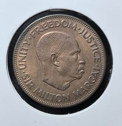 外国优质老铜币纪念币银币专场，周六晚上九点倒数截拍，满百包邮，节前出差在外，5月3日统一发货,可寄存半年，喜欢朋友微信扫描二维码可直接参拍 - 塞拉利昂1964年1分铜币，是该国独立后首套流通辅币，正面为开国总统米尔顿・马盖像，背面刻棕榈与面值，见证塞拉利昂独立初期的货币主权与国家认同。