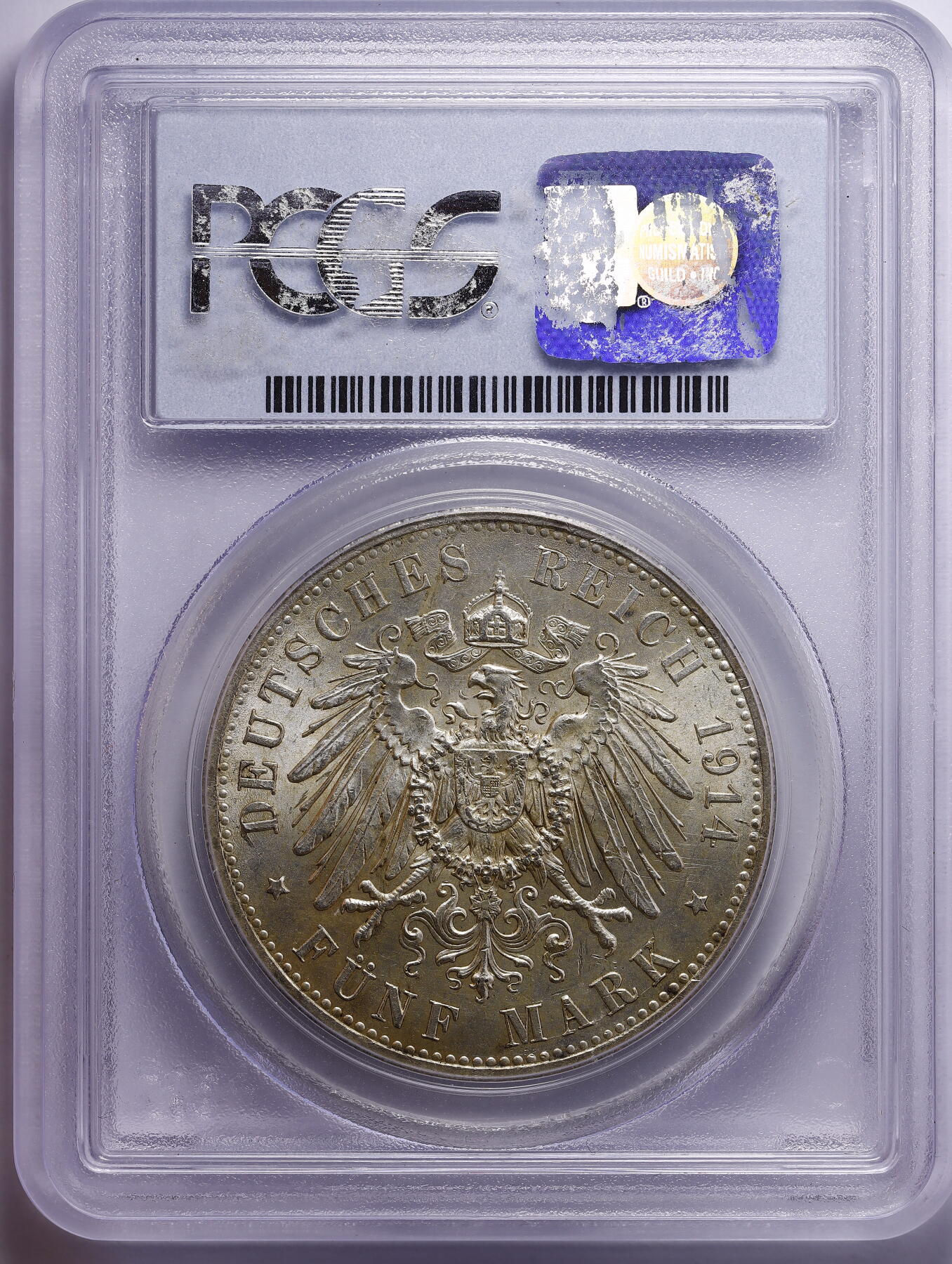 观钱 近现代机制币拍卖No.009（全场顺丰包邮，不区分偏远地区）  1914 年 A 厂 德意志第二帝国普鲁士王国 威廉二世 5 马克银币 PCGS MS64 （PCGS老盒更显价值）