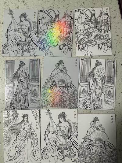 麦趣喜第六场   (4月17号周五晚上22点截拍，专注买家市场，福利拉满)  张建东水浒第二弹 全特卡（林娘子  仇琼英 扈三娘 阎婆惜 西门庆 金翠莲）原画 水墨 线稿 （搭配彩闪 精雕）打包出 105张！