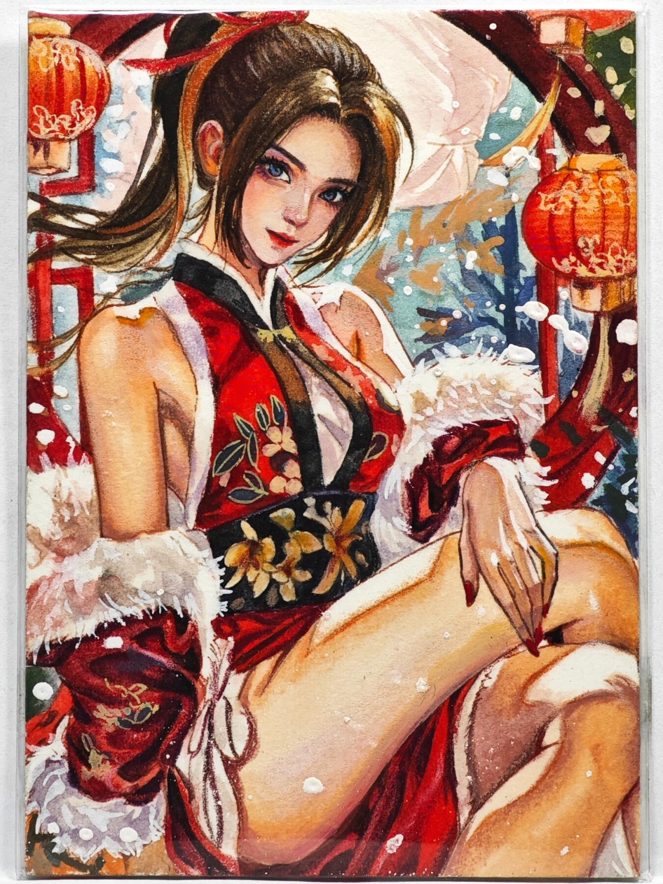 白泽拍卖卡牌手绘专场第35期（问东城春色，正谷雨，牡丹期） 2025 天艺吾奉手绘卡 不知火舞  大金豆子亲签