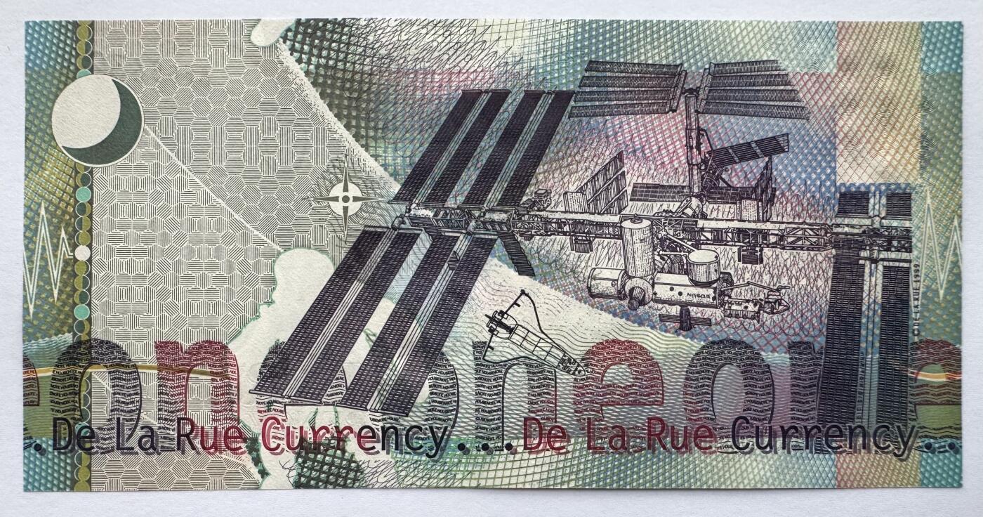 2026第7场（总第234期）：精品外钞、塑料钞、测试钞综合场  德纳罗DLR 牛顿1单位“电波版”测试钞UNC（AF冠、白色宇航员、银色凹版）