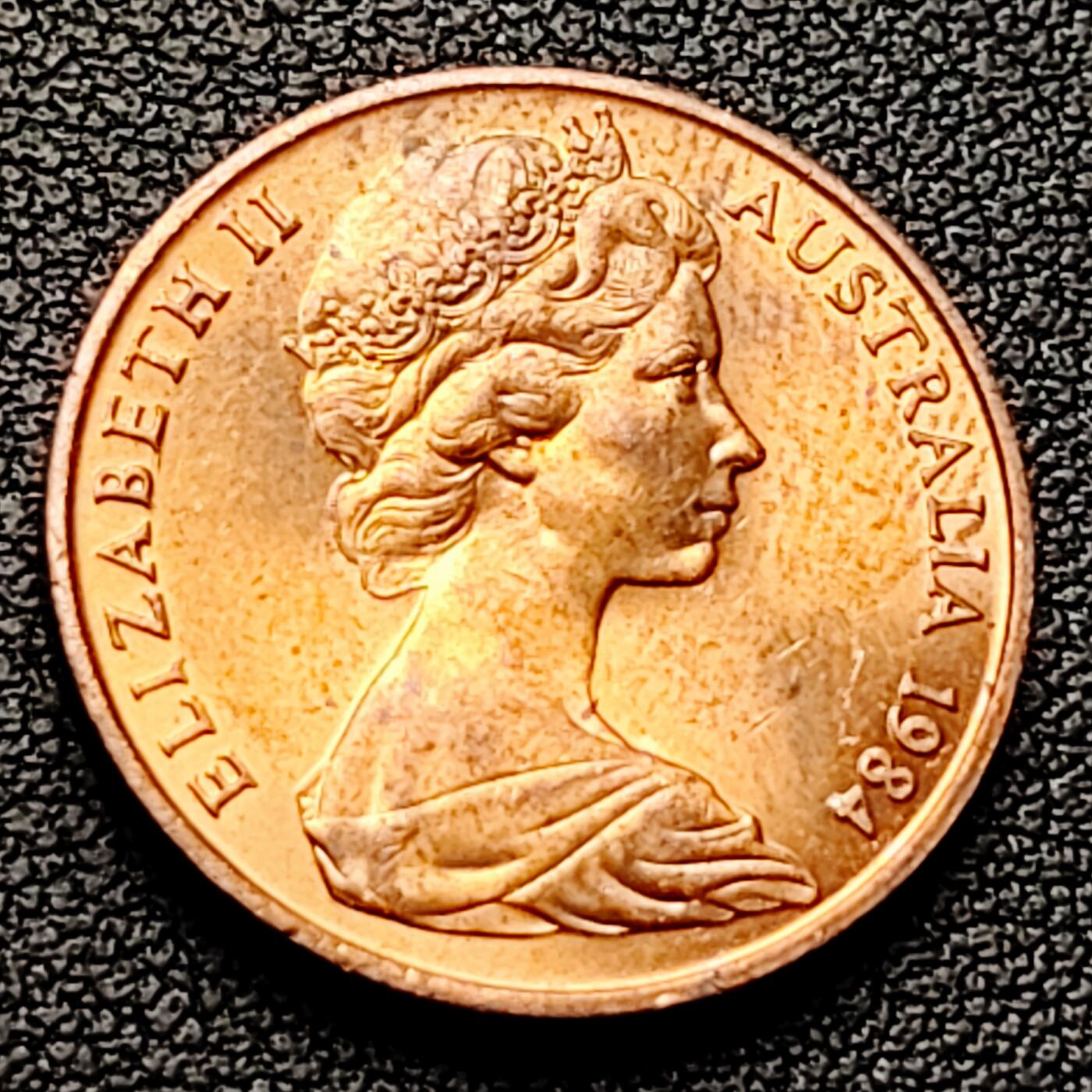 泉币菌-第226场-拍品多 请提前出价 原铜光极美 1984年 英属澳大利亚2分铜币 伞蜥蜴斗篷蜥 21.5mm