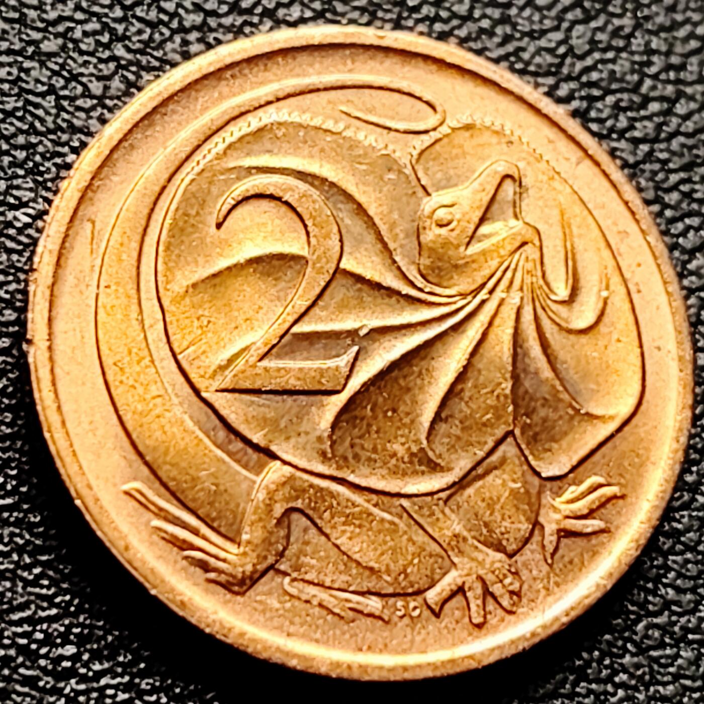 泉币菌-第227场-拍品多 请提前出价 铜光美品 1984年 英属澳大利亚2分铜币 伞蜥蜴斗篷蜥 21.5mm