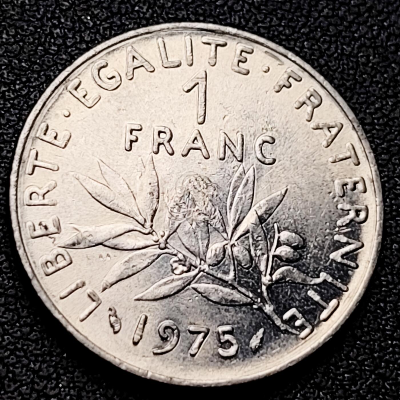 泉币菌-第226场-拍品多 请提前出价 法国早期（1973年）1法郎镍币  播种女神 入欧前 末版 绝版币