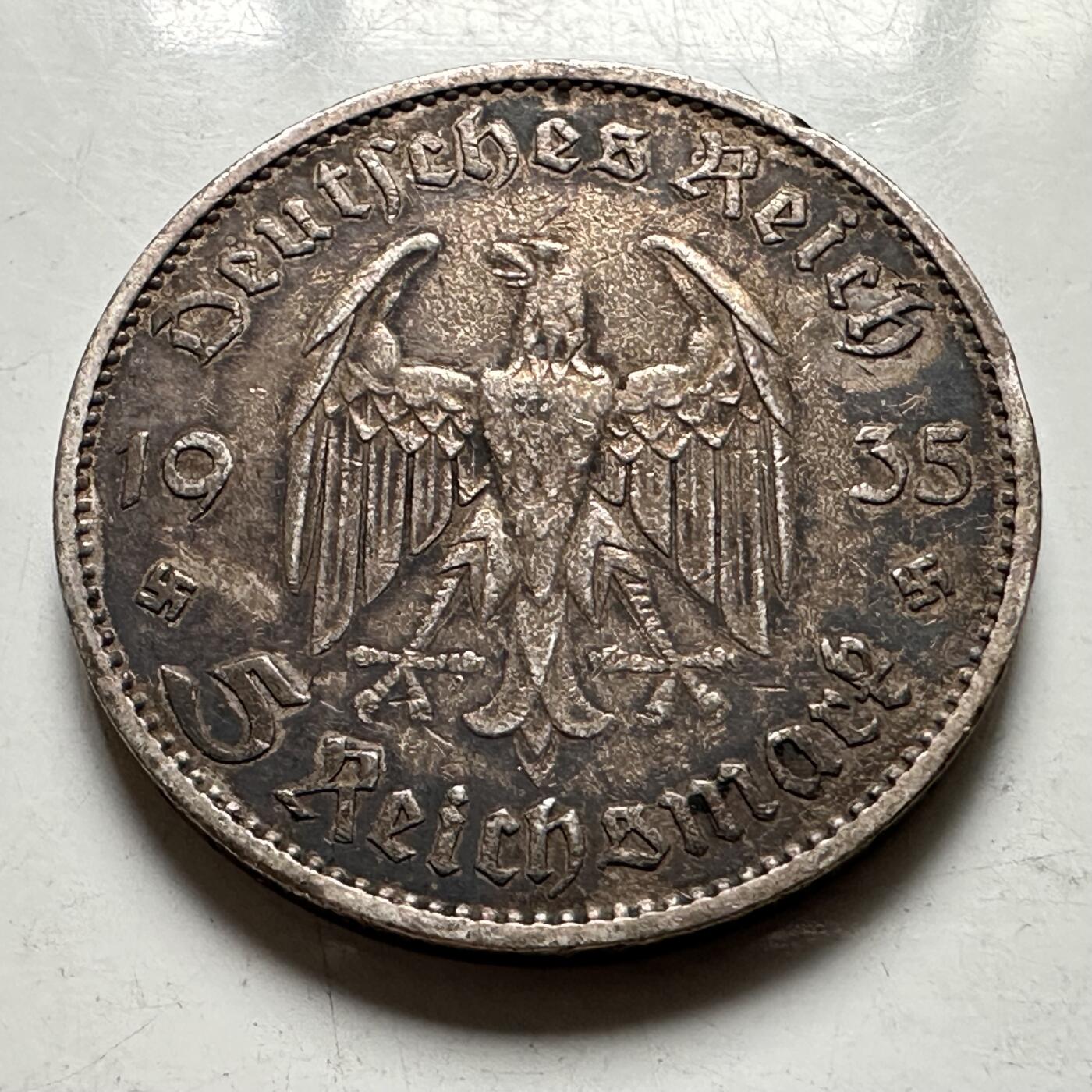 🌹外币初藏🌹🐯2026年第43场   每周二四六晚8️⃣点  世界硬币 德国 1935年教堂 5马克银币 13.8克-30毫米-90%银