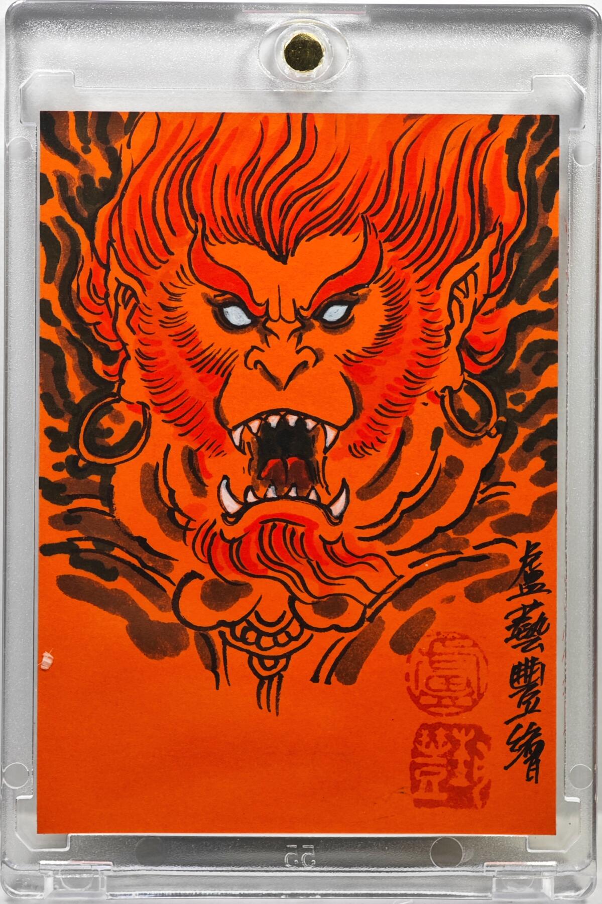 白泽拍卖卡牌手绘专场第35期（问东城春色，正谷雨，牡丹期） 2026 卢艺丰手绘卡 齐天大圣  卢艺丰背彩绘 卡砖封装