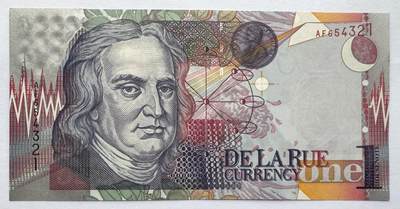 2026第7场（总第234期）：精品外钞、塑料钞、测试钞综合场  - 德纳罗DLR 牛顿1单位“电波版”测试钞UNC（AF冠、白色宇航员、银色凹版）