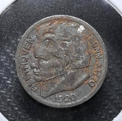 外国优质老铜币纪念币银币专场，周六晚上九点倒数截拍，满百包邮，周日发货,可寄存半年，喜欢朋友微信扫描二维码可直接参拍 - 德国波恩市贝多芬1920 年10 芬尼紧急货币，正面为贝多芬头像，背面标注波恩市与面值，是魏玛德国恶性通胀时期的地方应急货币，见证战后德国经济危机。