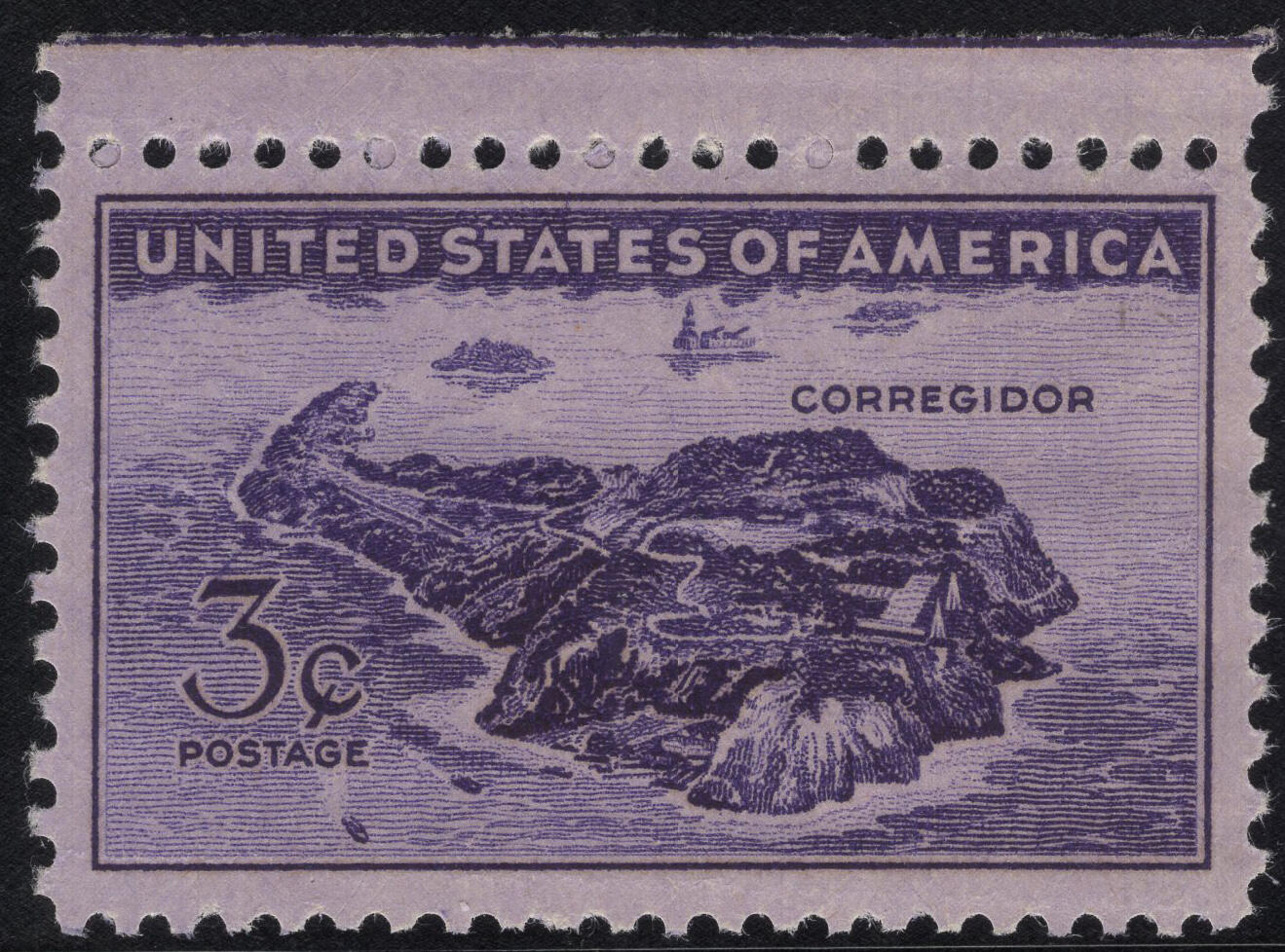 洪涛臻品批发群 精选邮票限时拍卖第1316期  1944美国与菲律宾联合防御-科雷希多岛与地图 1全新带色线 雕刻版原胶全品！