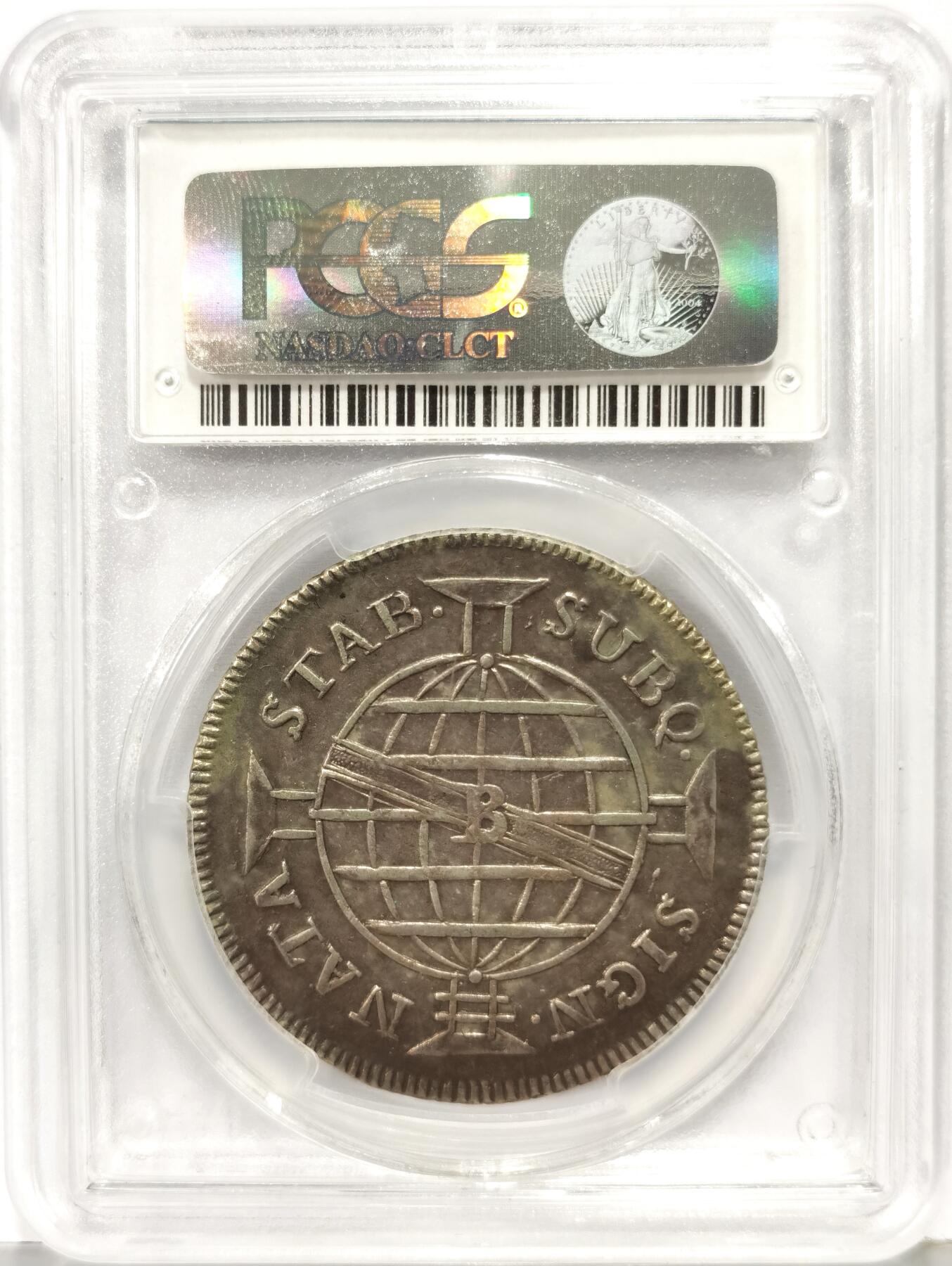 博洋堂世界钱币拍卖第168期（全场包邮） PCGS XF40 冠军分！葡属巴西1808/7年640瑞斯银币，非常少见的640R面值叠加骑字版，非常罕见！