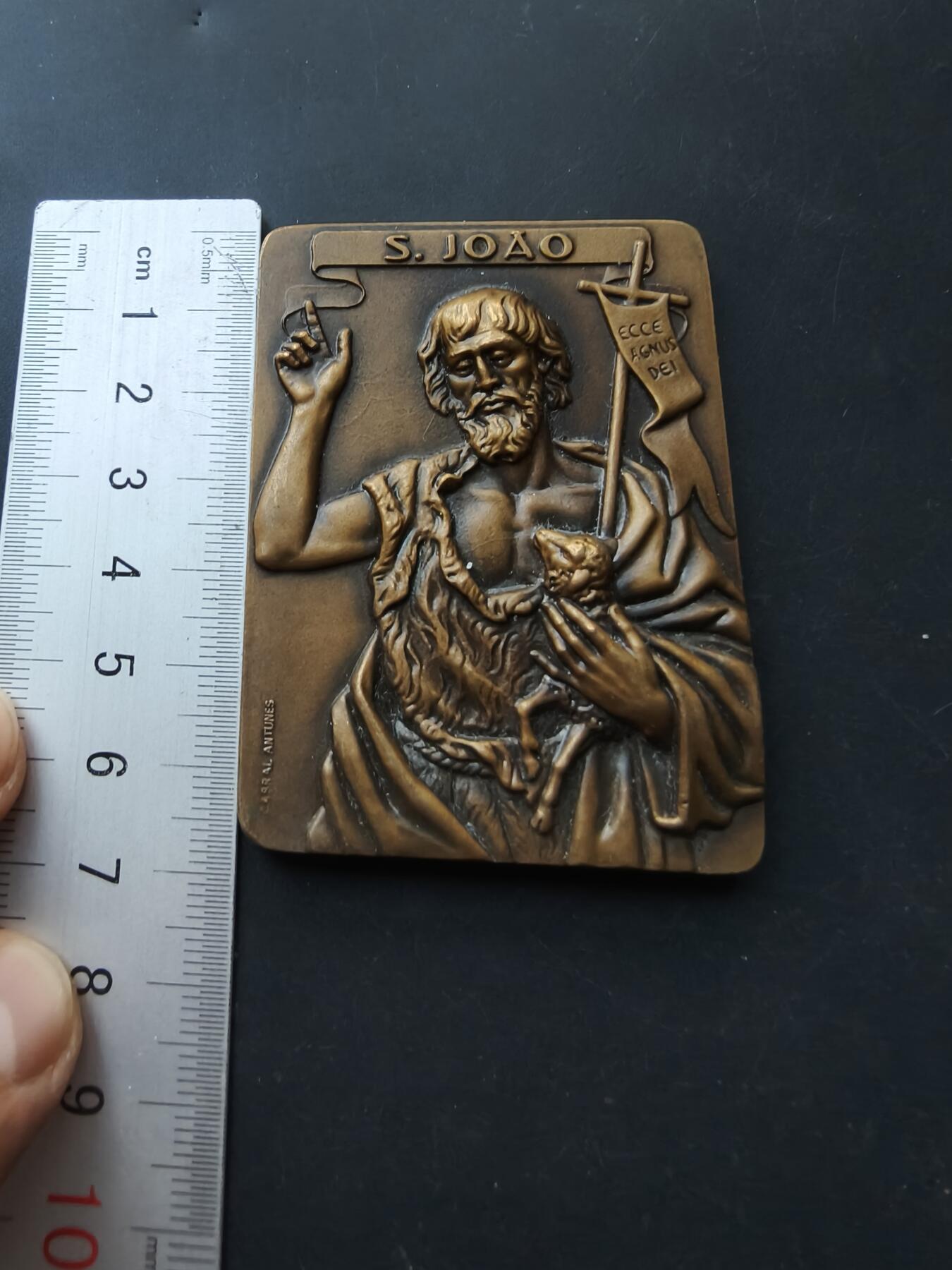 老王徽章第192期 葡萄牙施洗约翰节方形大铜章       尺寸50×70mm     重量146g