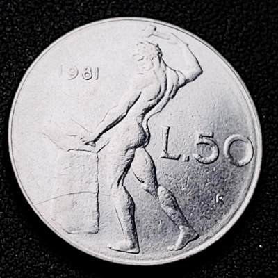 泉币菌-第226场-拍品多 请提前出价 - 意大利 1981年 50里拉 锻冶之神 伍尔坎 24mm