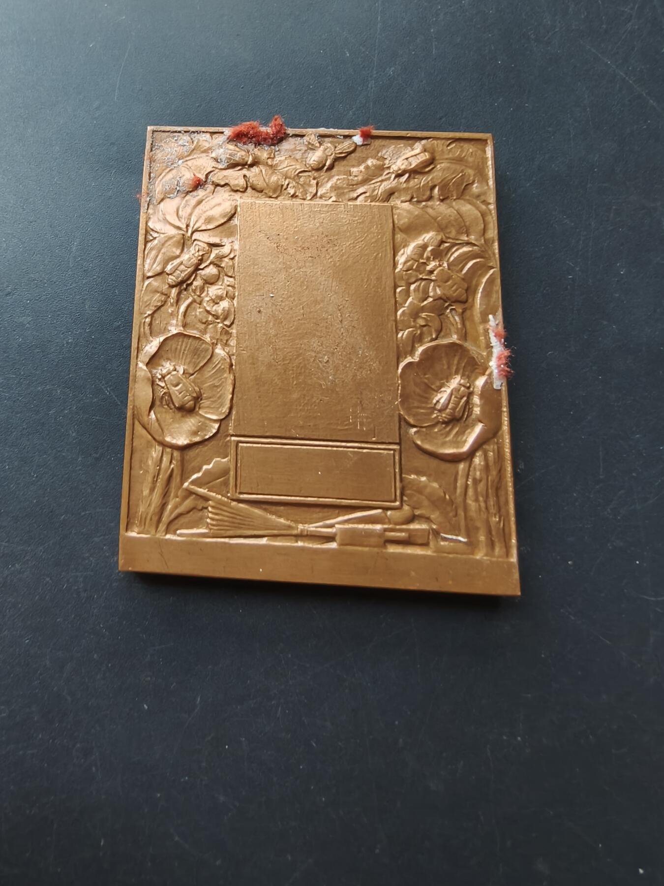 老王徽章第192期 法国农业/谷物检验方形大铜章     尺寸45×55mm     重量96.2g