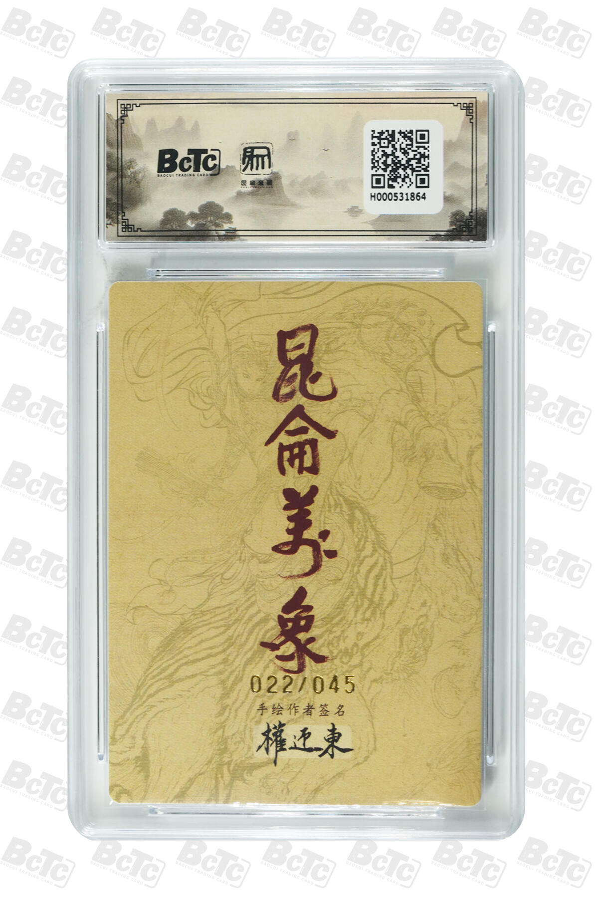 白泽拍卖卡牌手绘专场第35期（问东城春色，正谷雨，牡丹期） 2025 昆仑万象 手绘复刻2 花荣 022/045 权迎东亲签 粗闪 保粹评级 9.5分 10AUTO 特标