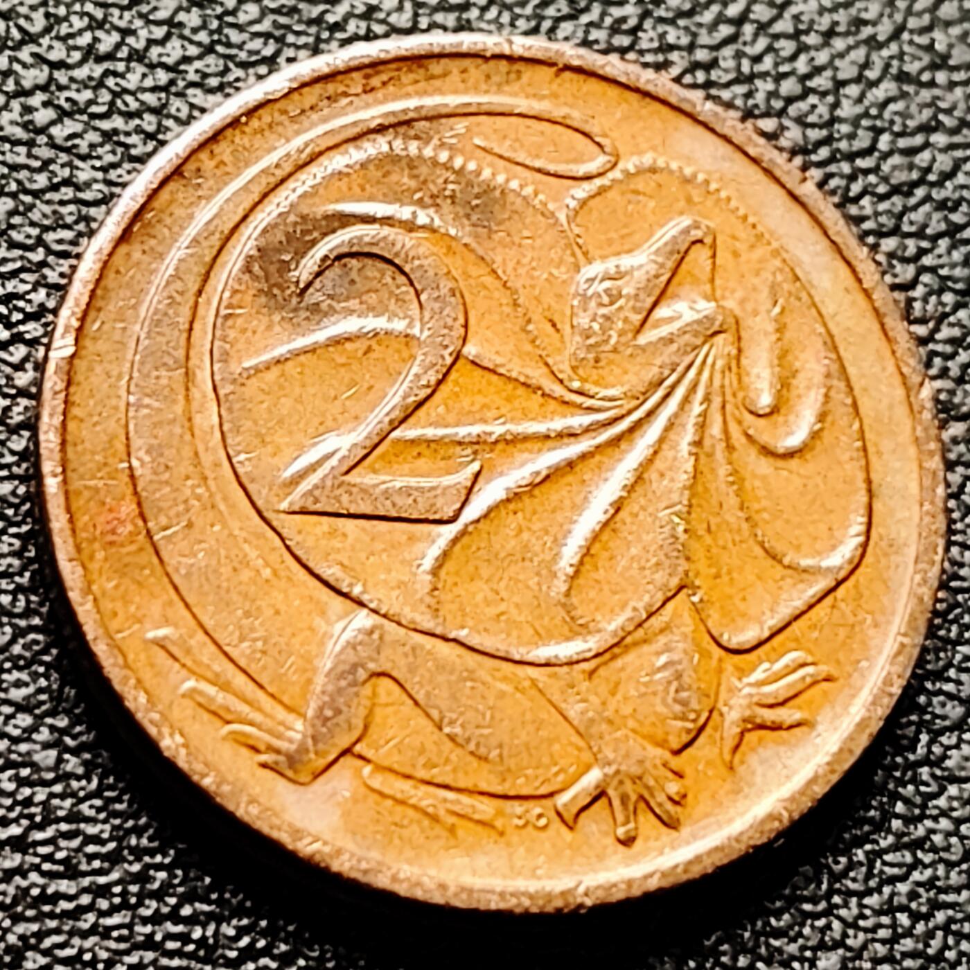 泉币菌-第227场-拍品多 请提前出价 1970年 英属澳大利亚2分铜币 伞蜥蜴斗篷蜥 21.5mm