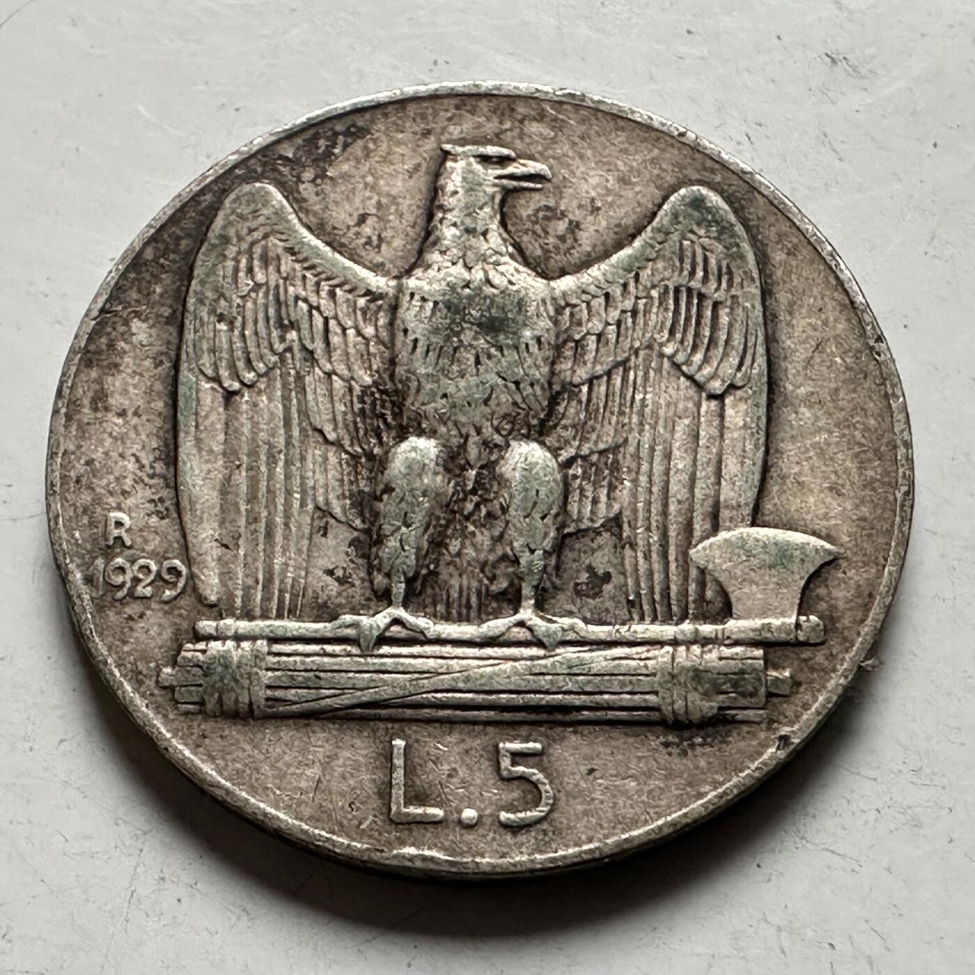 🌹外币初藏🌹🐯2026年第43场   每周二四六晚8️⃣点  世界硬币 意大利 1929年 维托里奥·埃马努埃莱三世 5里拉银币 5克-23毫米-83.5%银