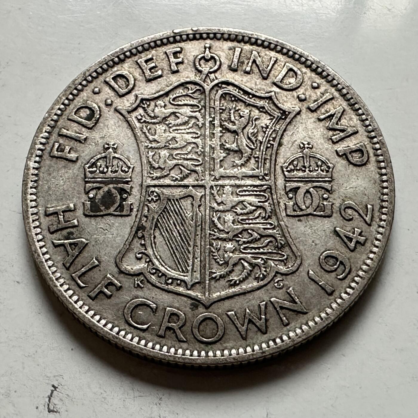 🌹外币初藏🌹🐯2026年第43场   每周二四六晚8️⃣点  世界硬币 英国 1942年 乔治六世 半克朗银币 14.14克-32毫米-50%银