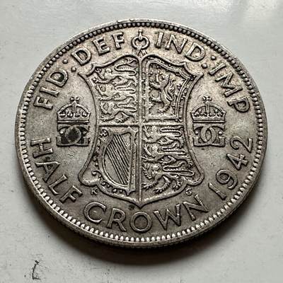 🌹外币初藏🌹🐯2026年第43场   每周二四六晚8️⃣点  世界硬币 - 英国 1942年 乔治六世 半克朗银币 14.14克-32毫米-50%银