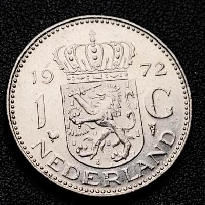 泉币菌-第226场-拍品多 请提前出价 - 1972年 荷兰王国早期1盾 朱莉安娜女王  镍币 硬币 25mm 