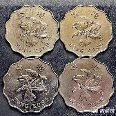 香港1993、1994年洋紫荆系列12角波浪形车轮原光2元靓品硬币4枚一组 香港1993、1994年洋紫荆系列12角波浪形车轮原光2元靓品硬币4枚一组