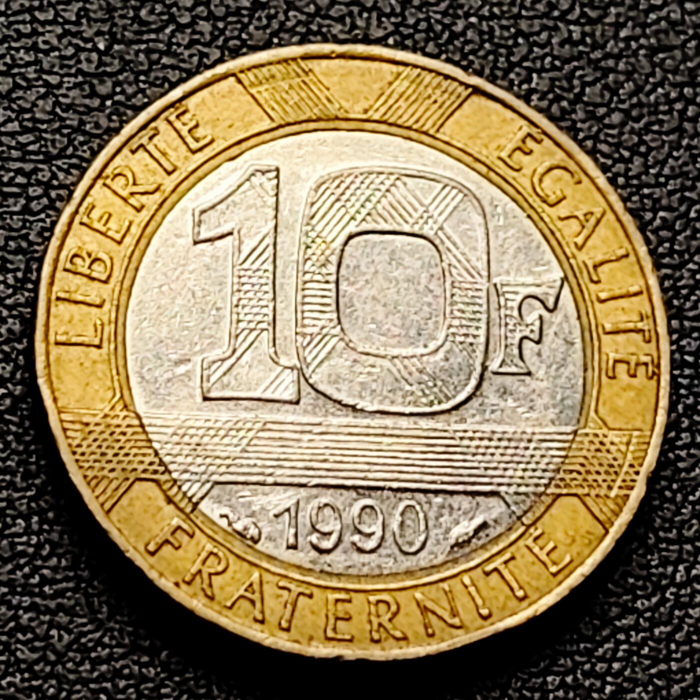 泉币菌-第226场-拍品多 请提前出价 1990年 法国10法郎双色币 天使 小飞人 自由保护神 23mm 入欧前末版币 绝版币