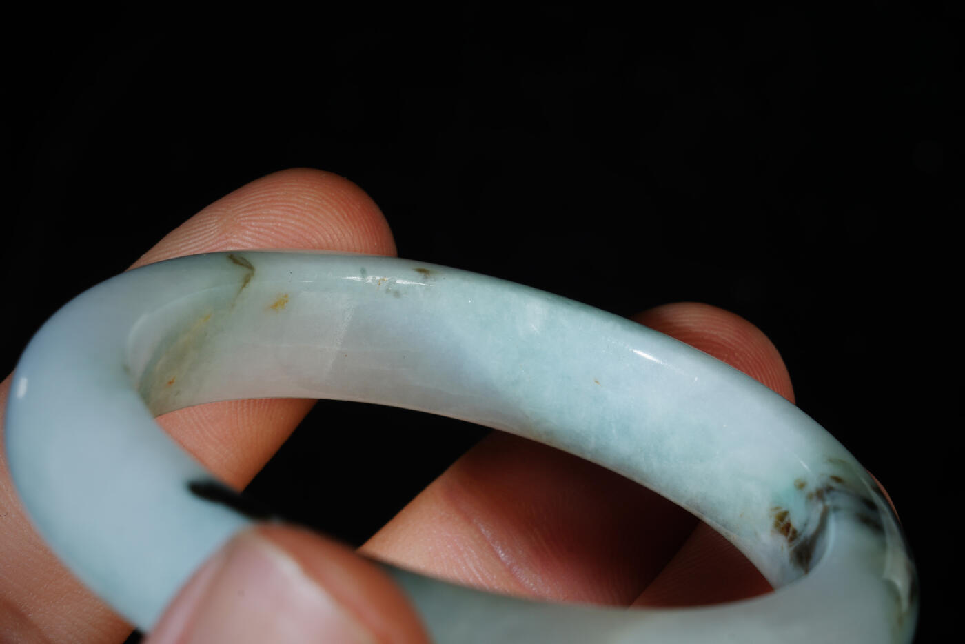 上海都达杂项专场八十一【全场包邮】  天然冰种带绿翡翠（A货）手镯 附鉴定证书97-9