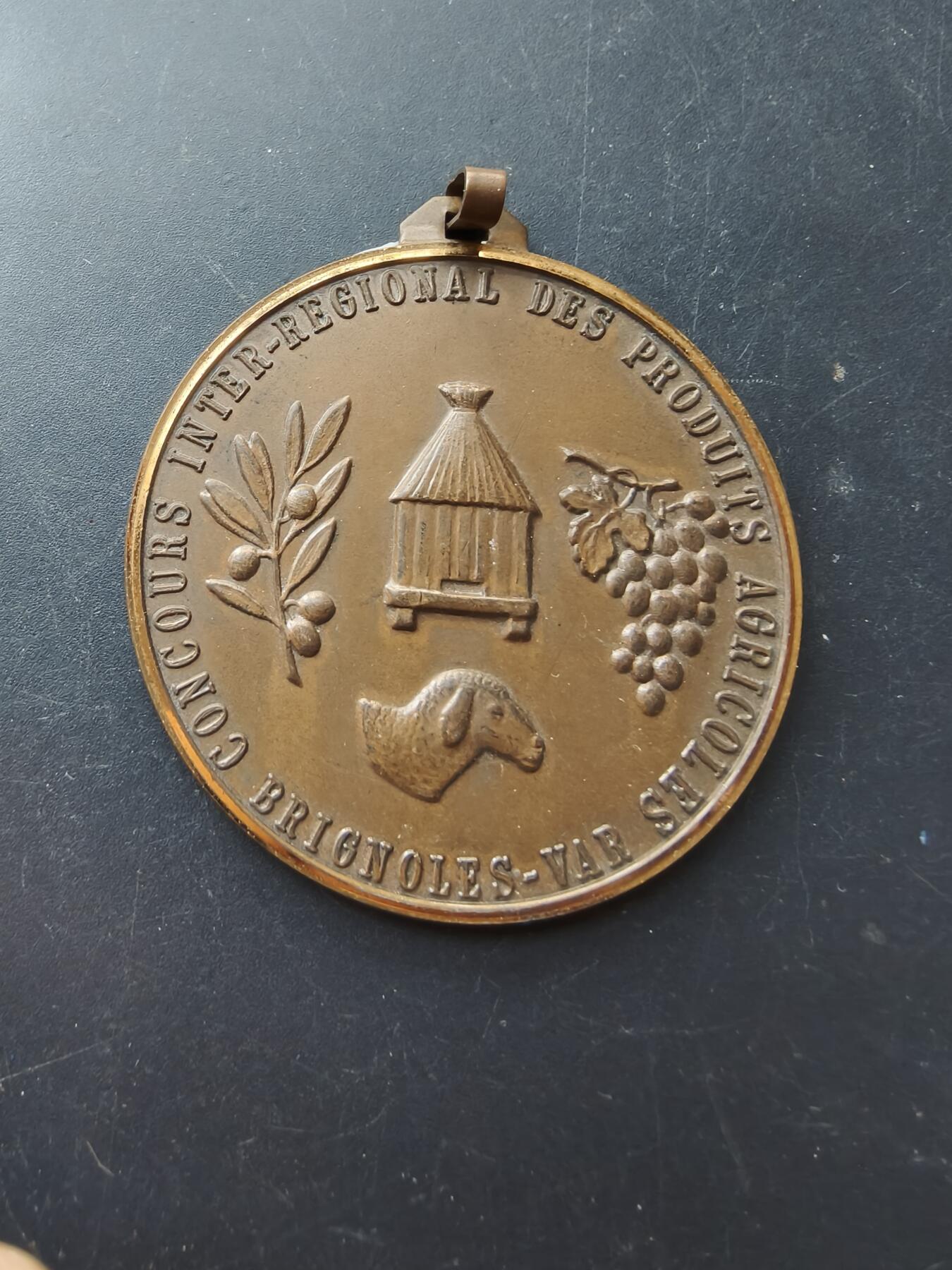 老王徽章第192期 法国跨区域农产品竞赛大铜纪念章      原盒       直径50mm     重量41g