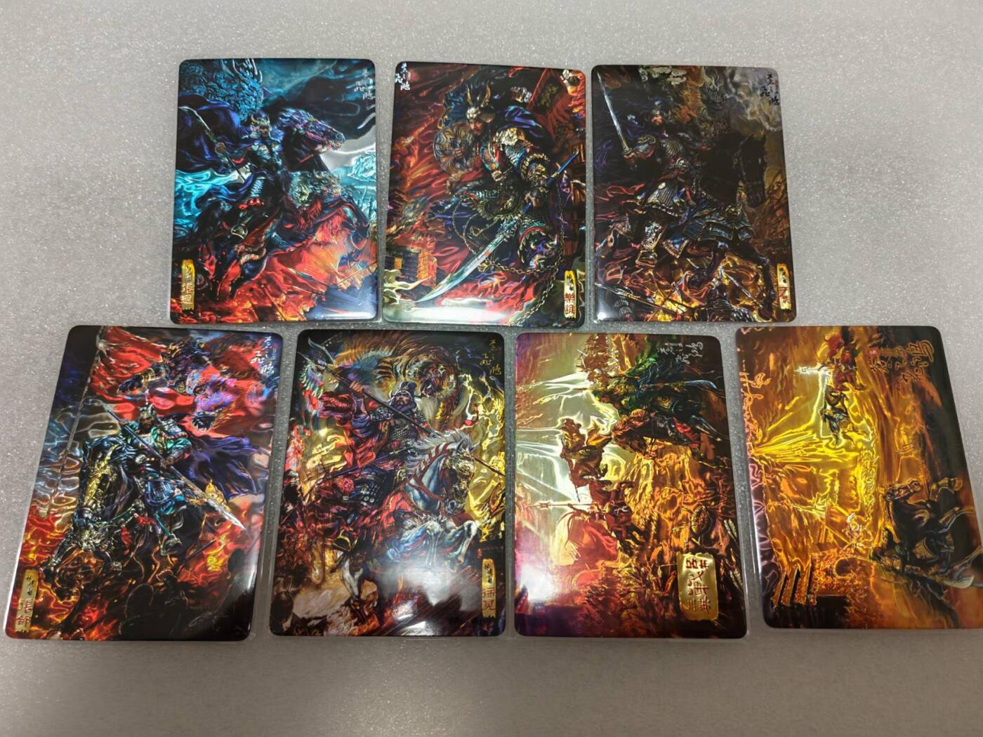 龙虎卡牌-八三场（满200元包邮，无佣金，每周六结拍，欢迎送拍） 光刻7张全 百里卡牌 苍之飞鸿神魔三国 魏武扬鞭五子良将&三英战吕布一二 一套 (评级卡拆出)