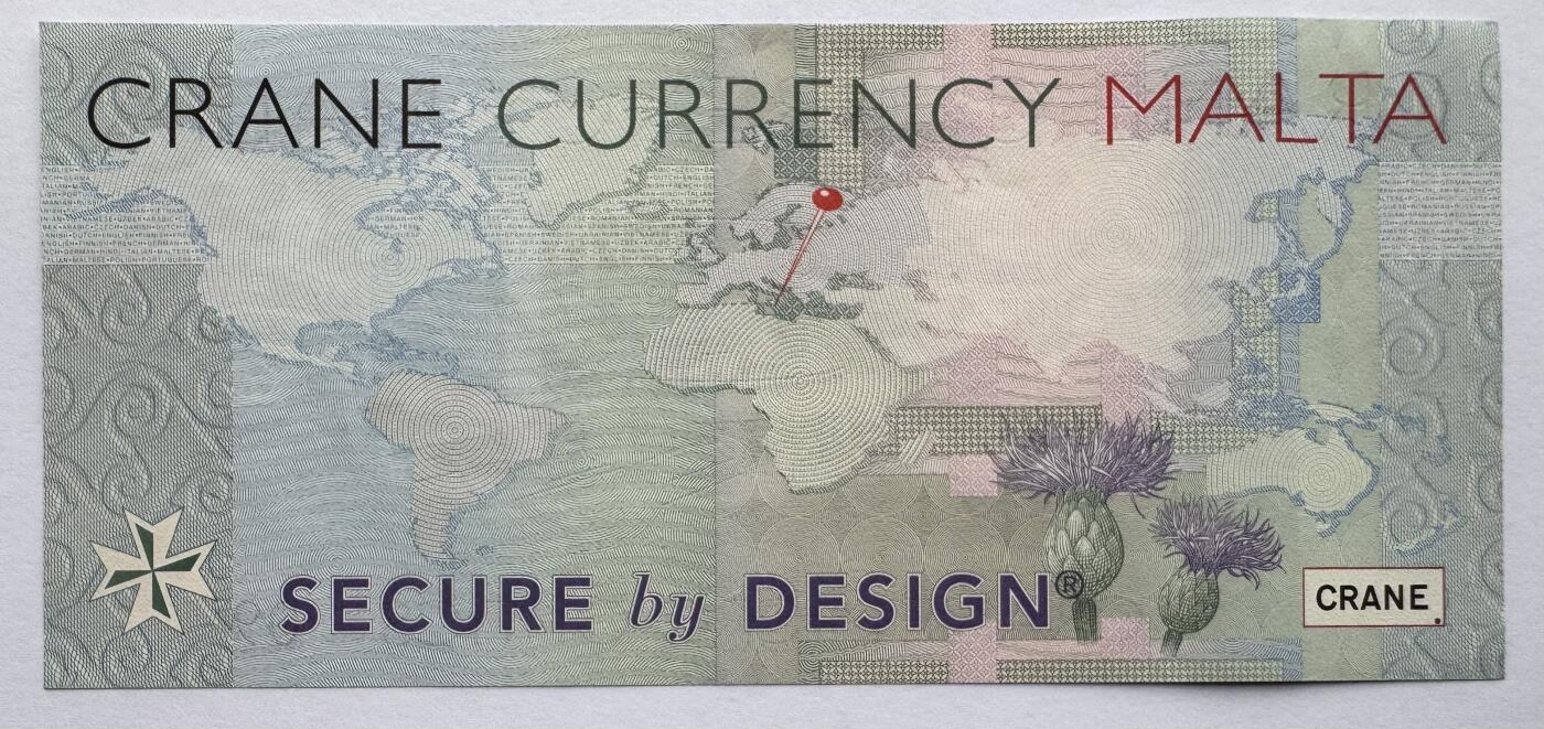 2026第7场（总第234期）：精品外钞、塑料钞、测试钞综合场  美国Crane“马耳他哈尔法尔印钞厂”Motion Surfacet™ 微光学安全线～眼睛09系列测试钞UNC（略有浅压痕）