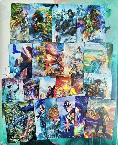 龙虎卡牌-八三场（满200元包邮，无佣金，每周六结拍，欢迎送拍） - 彩闪22张全 焱卡 三国豪杰传 SSR一套（有关羽张飞赵云吕布）