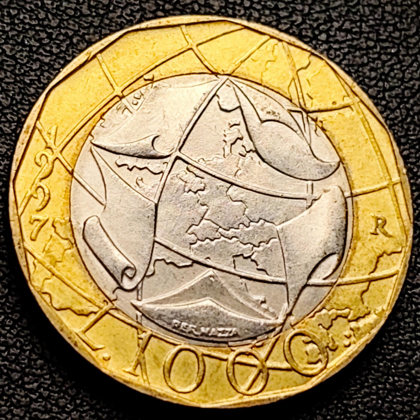 泉币菌-第227场-拍品多 请提前出价 错版币 原光极美 意大利1000里拉双金属币 27mm 欧洲国家轮廓错误等 如两徳问题 