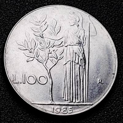 泉币菌-第226场-拍品多 请提前出价 - 意大利早期100里拉 月亮和记忆女神密涅瓦 不锈钢币 27.8mm