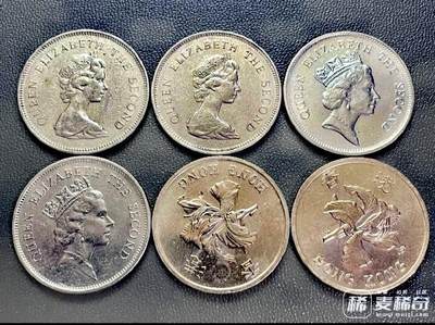 1980、1992、1998年女王小头版、女王高冠版、洋紫荆花版1港元原光靓品硬币6枚一组 - 1980、1992、1998年女王小头版、女王高冠版、洋紫荆花版1港元原光靓品硬币6枚一组