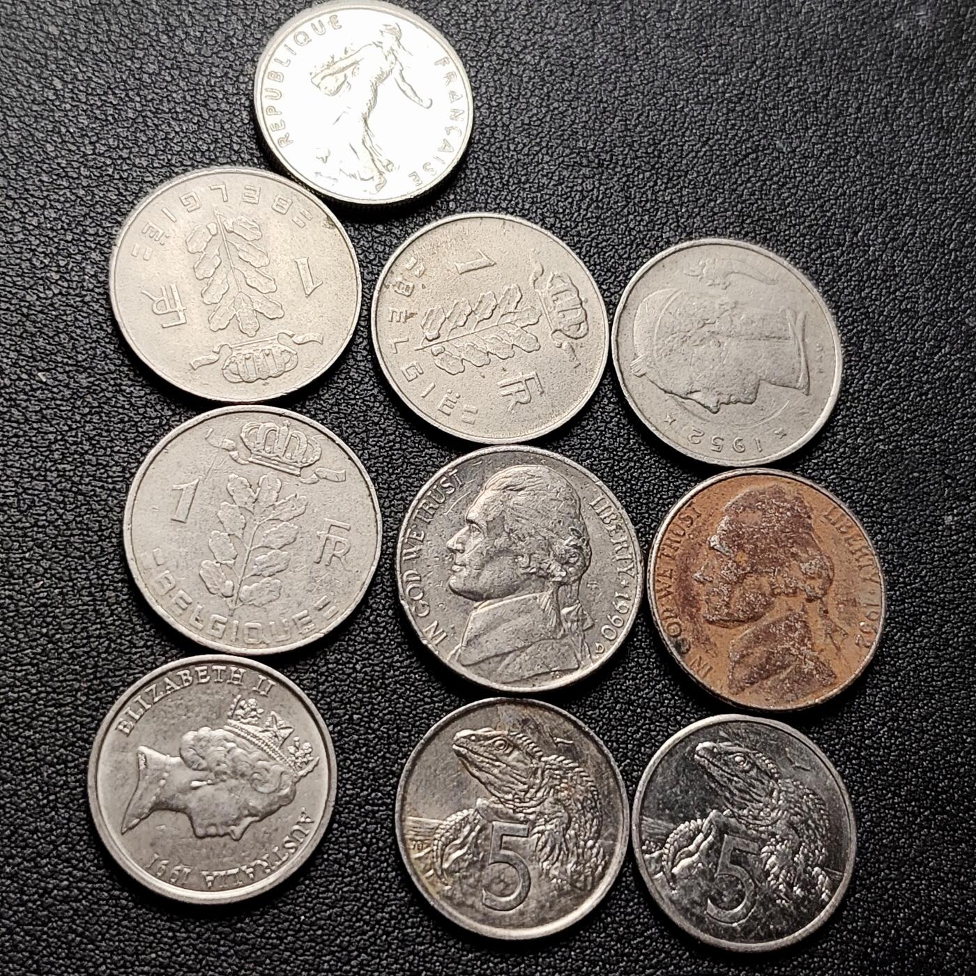 泉币菌-第226场-拍品多 请提前出价 10枚一组 美国杰斐逊纪念币 混合年份