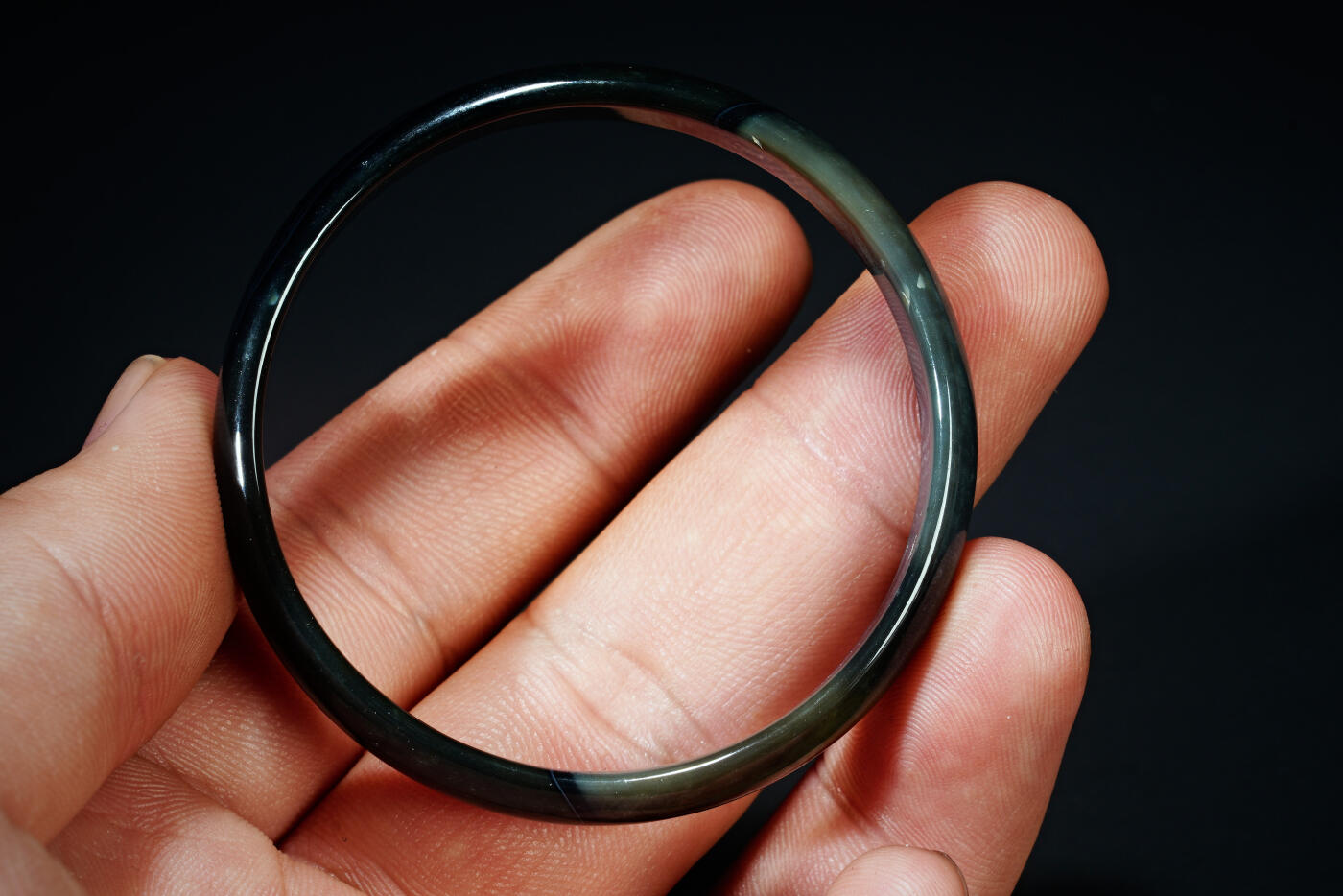 上海都达杂项专场八十一【全场包邮】  天然黑玛瑙手镯 附鉴定证书97-16