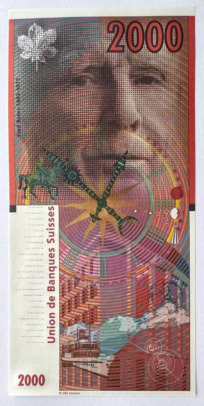 2026第7场（总第234期）：精品外钞、塑料钞、测试钞综合场  - 瑞士银行联盟 法国设计师“普杰”2000面额测试钞UNC