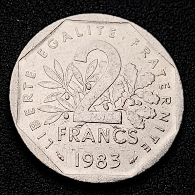 泉币菌-第226场-拍品多 请提前出价 - 法国早期（1983年）2法郎镍币 26mm 播种女神 入欧前 末版 绝版币