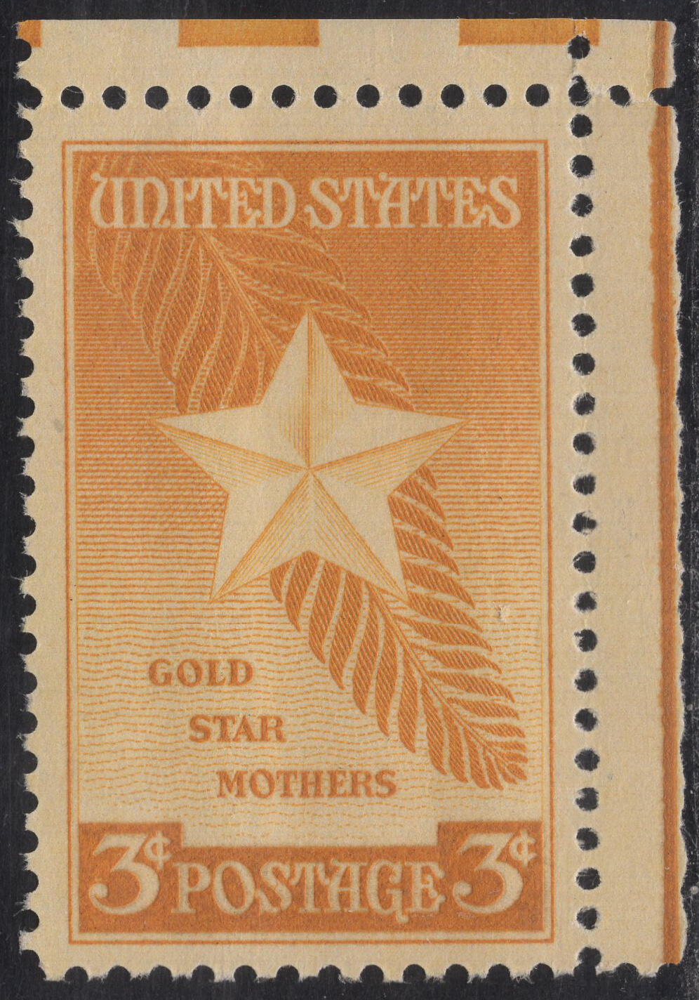 洪涛臻品批发群 精选邮票限时拍卖第1316期  1948美国美军烈士母亲--妇女橄榄叶星 雕版1全套 角边色标！原胶全品！