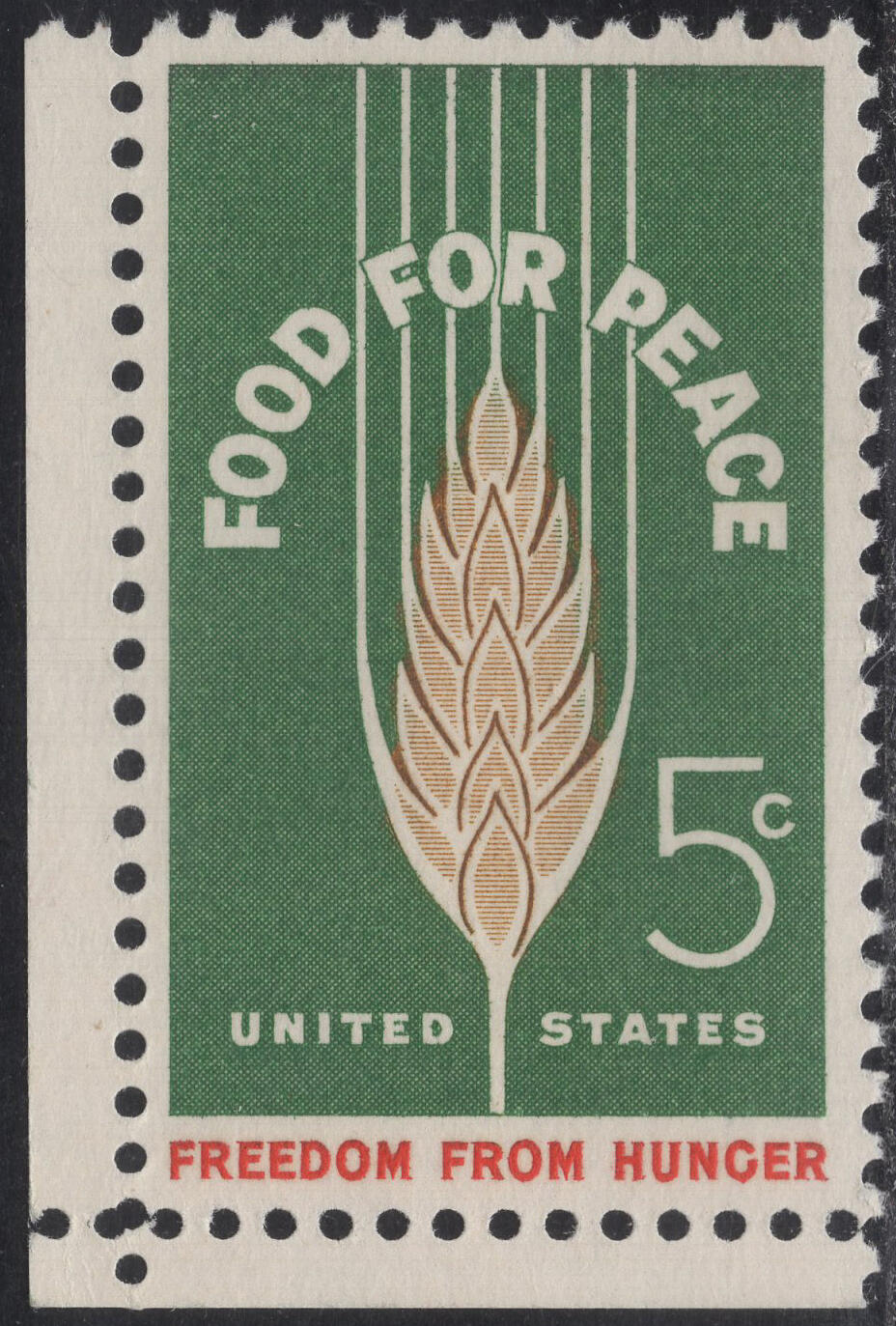 洪涛臻品批发群 精选邮票限时拍卖第1316期  1963美国免除饥饿运动-麦穗 雕版1全套角边 原胶全品！