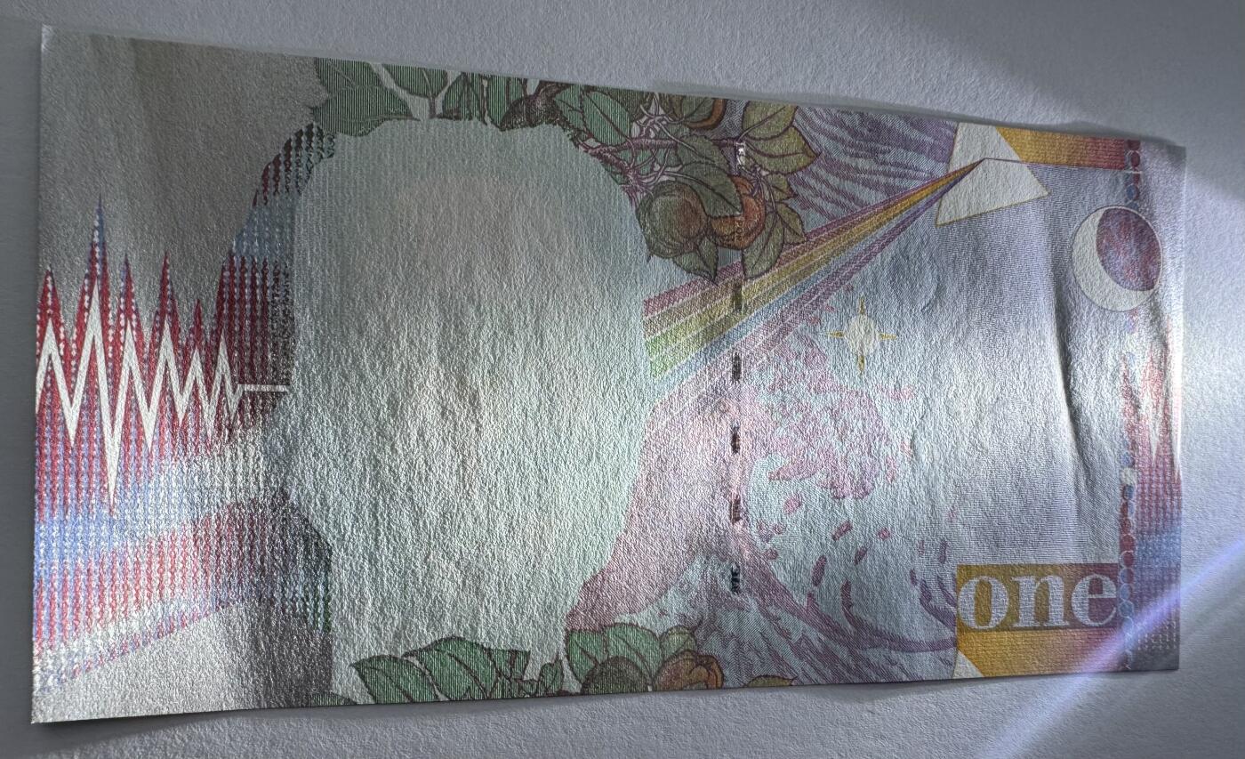 2026第7场（总第234期）：精品外钞、塑料钞、测试钞综合场  德纳罗DLR 牛顿1单位“电波版”测试钞过程稿AUNC（有浅折印）