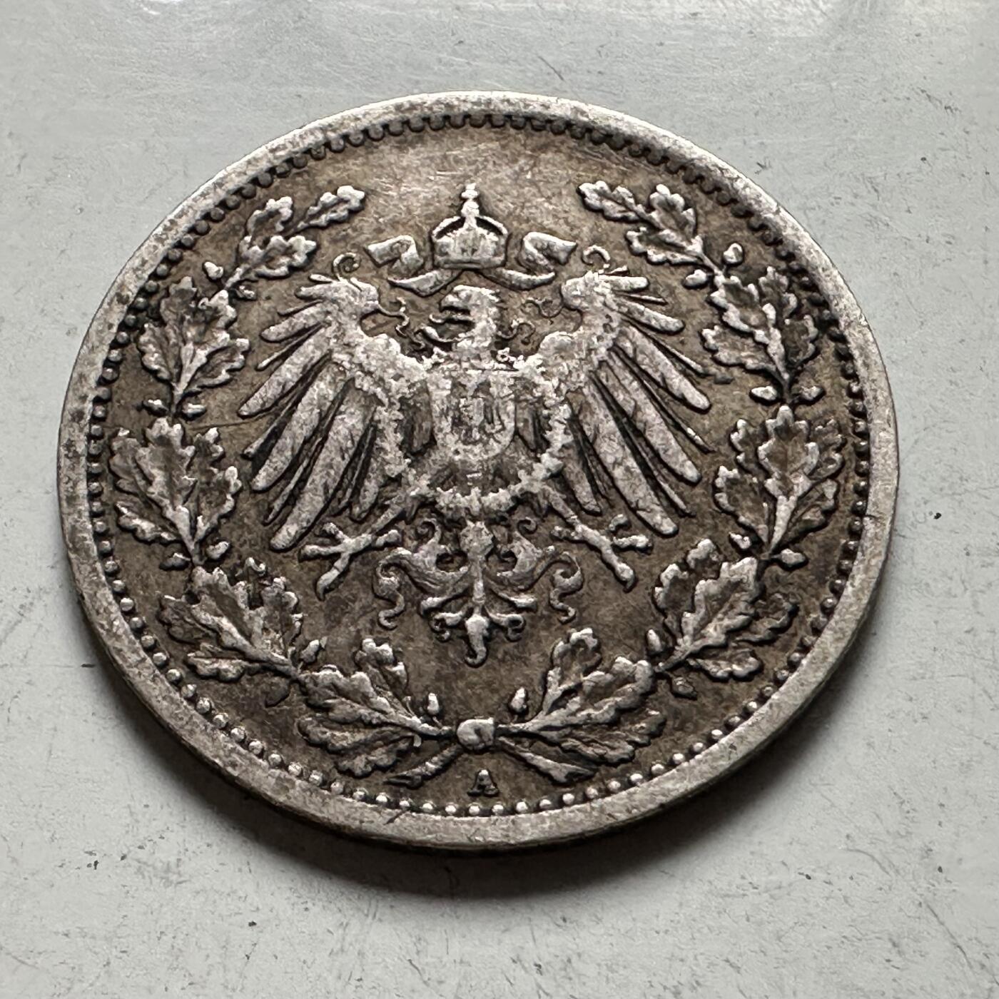 🌹外币初藏🌹🐯2026年第43场   每周二四六晚8️⃣点  世界硬币 德国 1907年 威廉二世 1/2马克银币 2.778克-20毫米-90%银